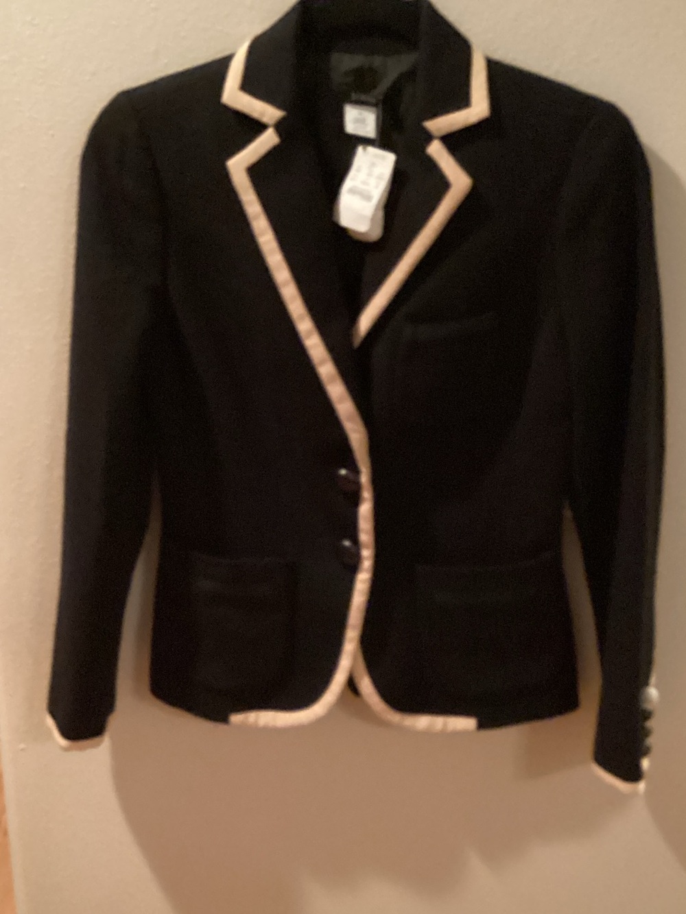 J. Crew Black Blazer with Cream Trim